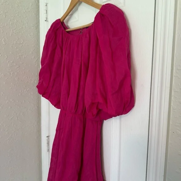 Banana Republic Ramie Open-Back Puff Sleeve Dress sz XS 100% Cotton - Picture 5 of 13